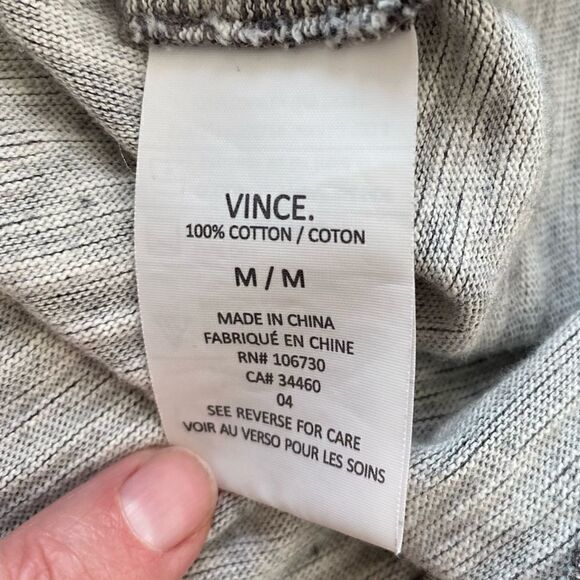 Vince Long Sleeve Cotton Henley Medium Grey - Picture 5 of 5